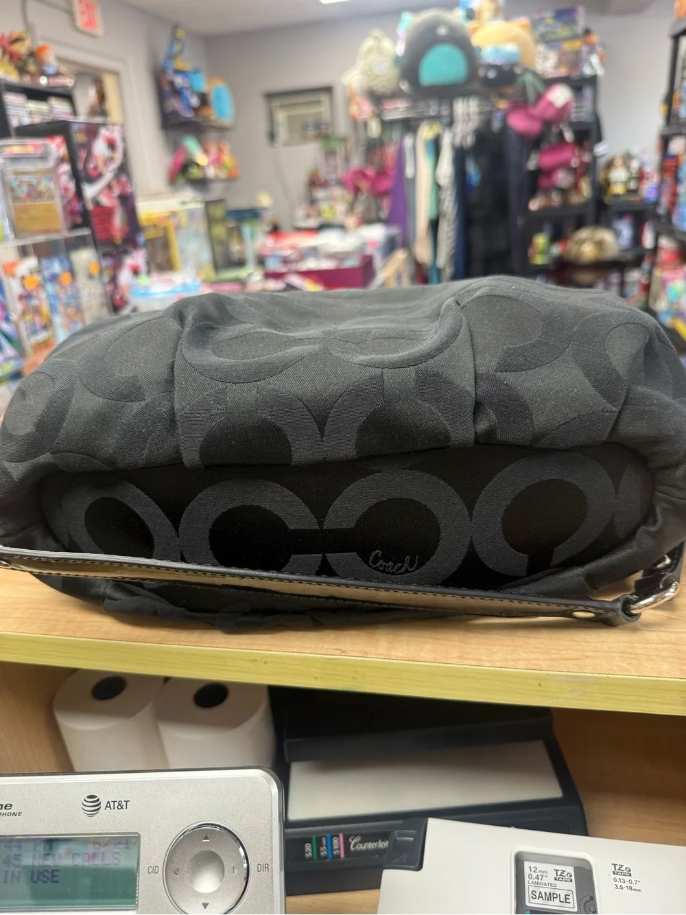 Coach Y2K Black Signature 'C' Satchel with Patent Trim